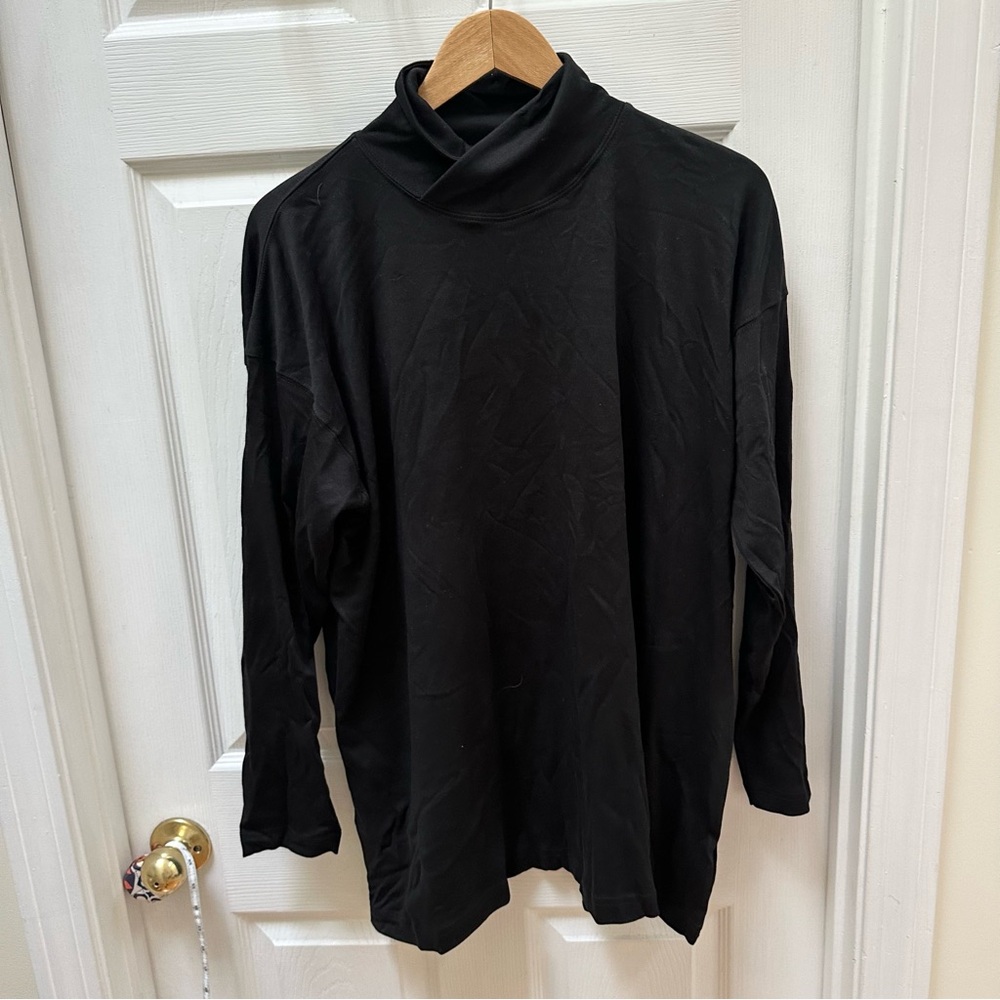Eskandar Pima Cotton Turtleneck Black Long sleeve Top o/s